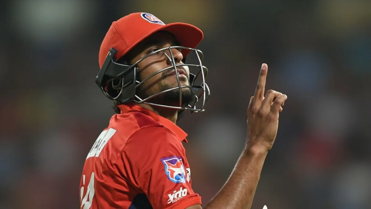 A top-order batter working the ball through the covers on a batting-friendly Indian surface
